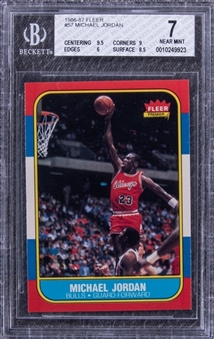 1986-87 Fleer #57 Michael Jordan Rookie Card - BGS NM 7